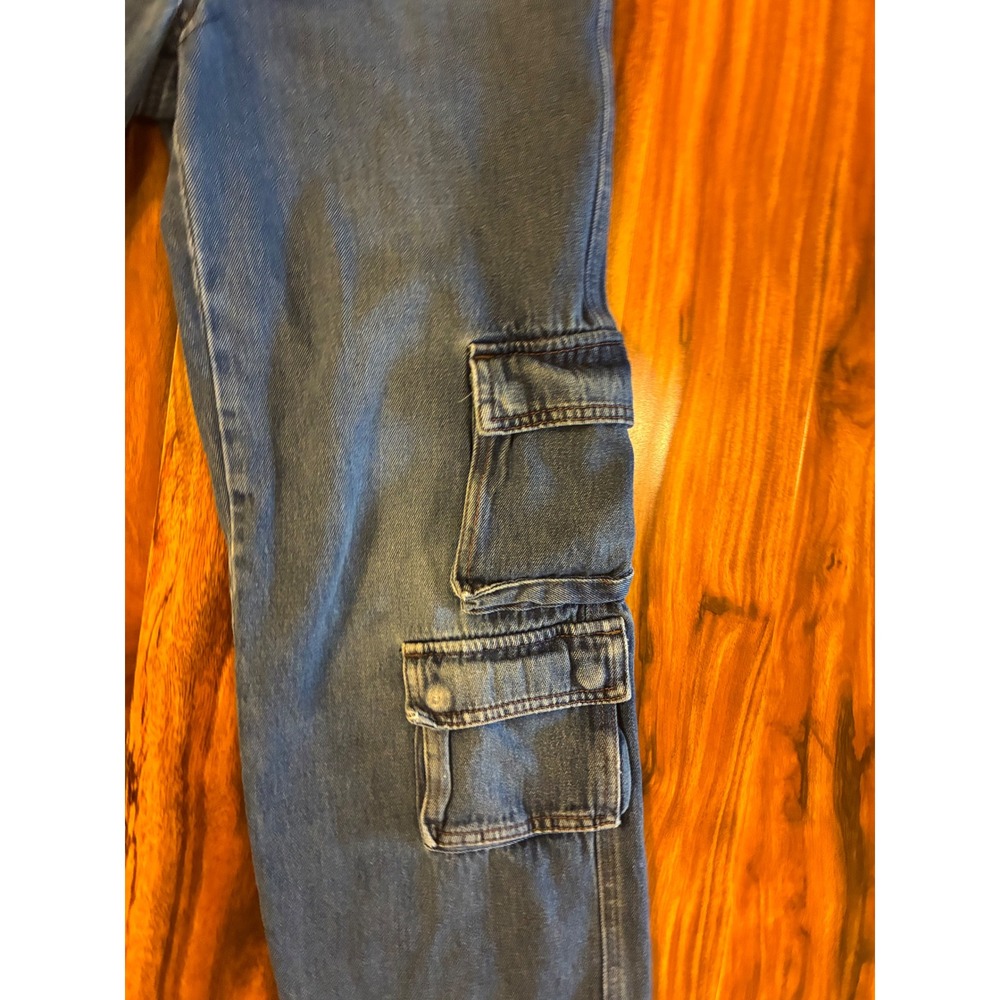 Empyre Tori Cargo Jeans Medium Wash Y2K Vintage Skate Wide Leg Denim‎ Pants Sz 2 - Picture 10 of 11